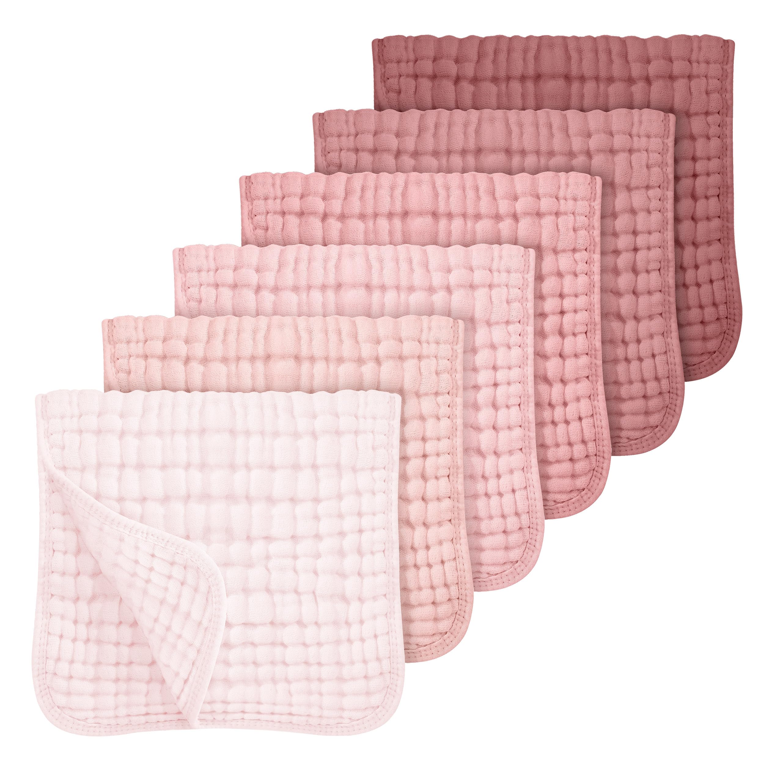 Looxii Muslin Burp Cloths Baby Girl 6 Pack - 20" x 10" - Ultra Soft & Absorbent,