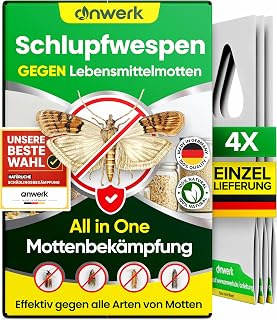anwerk® Parasitic Wasps Against Food Moths – 4 Cards of 1 Delivery – Effective Food Moth Control – Alternative to Moth Trap, Moth Spray, Pheromone Trap (4 x Cards of 1 Delivery)