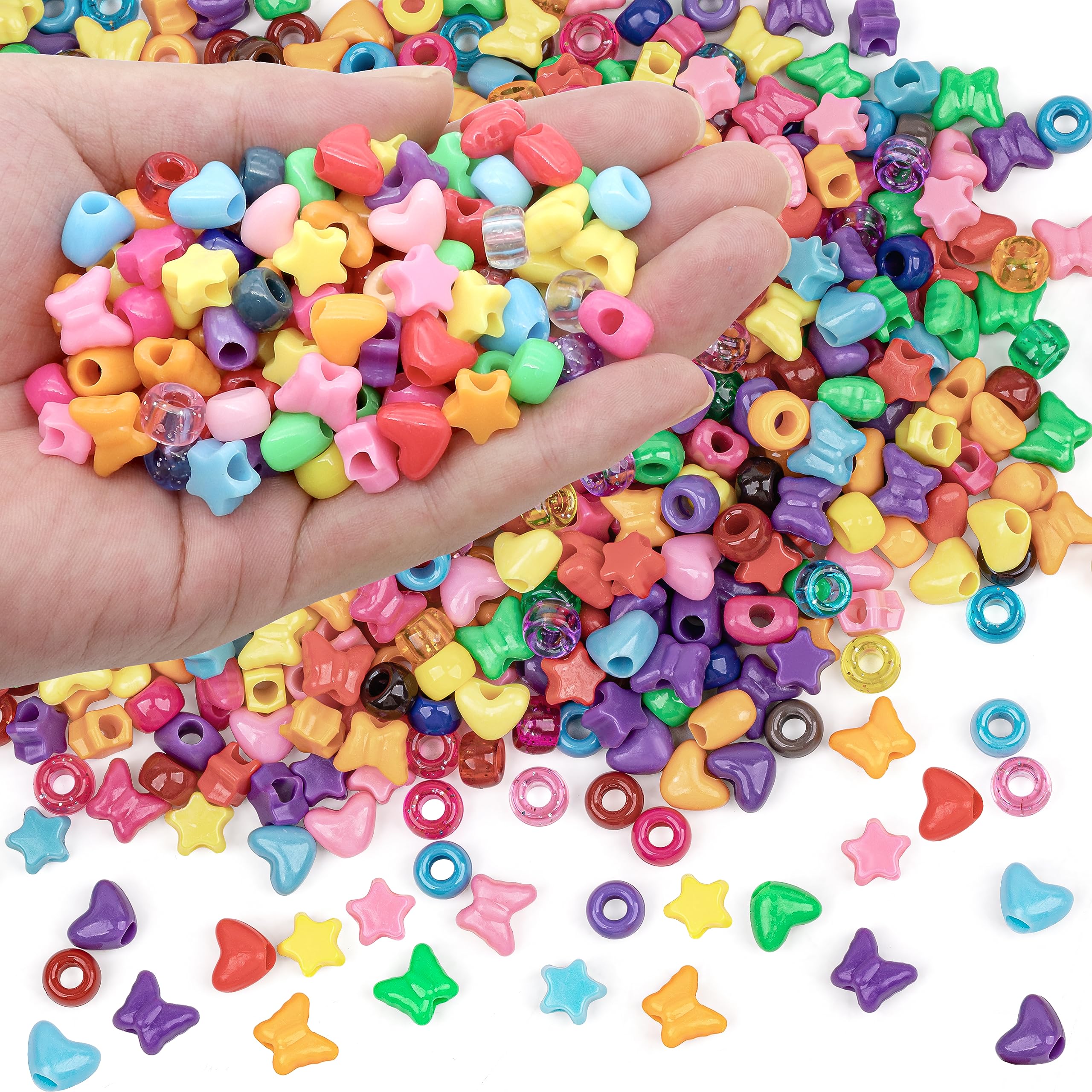 GMMA 900 Pcs Pony Beads Shapes for Bracelet、Jewelry Making、Friendship Bracelets 