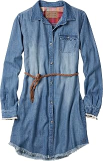 Legendary Whitetails Womens Open Spaces Dress, Plaid Flannel Long Sleeve Button Up Tunic with Beltdresses