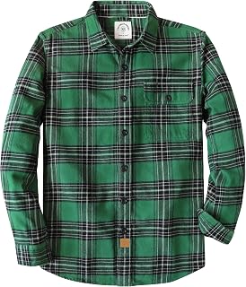 Dubinik® 6 oz Flannel Shirt for Men Long Sleeve Button Down Cotton Plaid