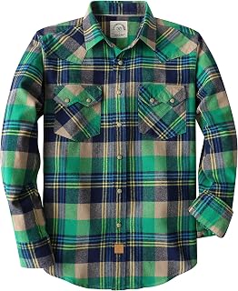 Dubinik® 6.3 oz Flannel Shirt for Men Long Sleeve Casual Cozy Snap Button Western Plaid Shirts Soft Pure Cotton
