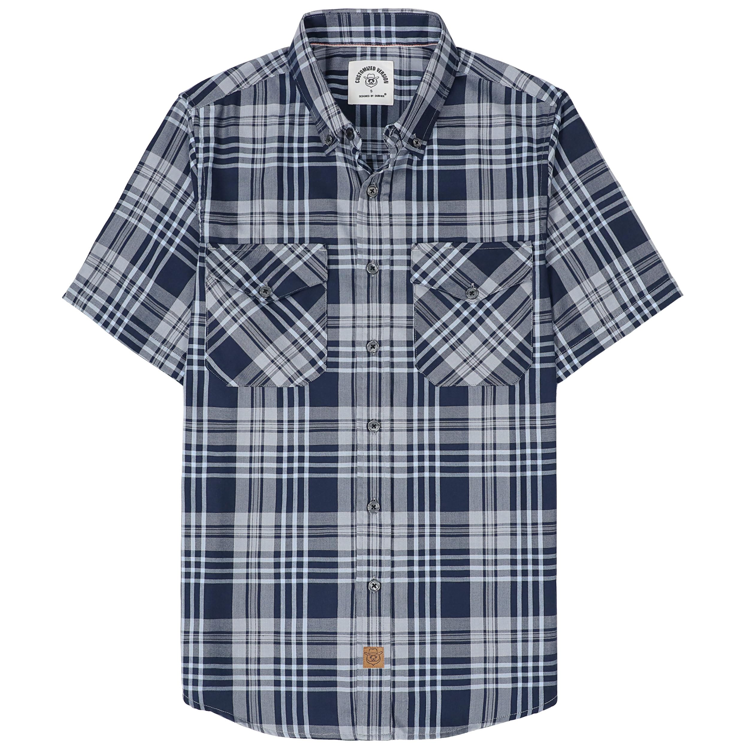 Dubinik® Mens Short Sleeve Button Down Two Pockets Soft Vintage Regular Fit Vint