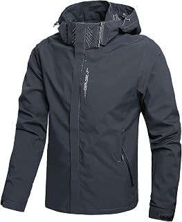 Men's Windbreaker Jacket Lightweight Waterproof Detachable Hood Breathable Hiking Cycling Jacket