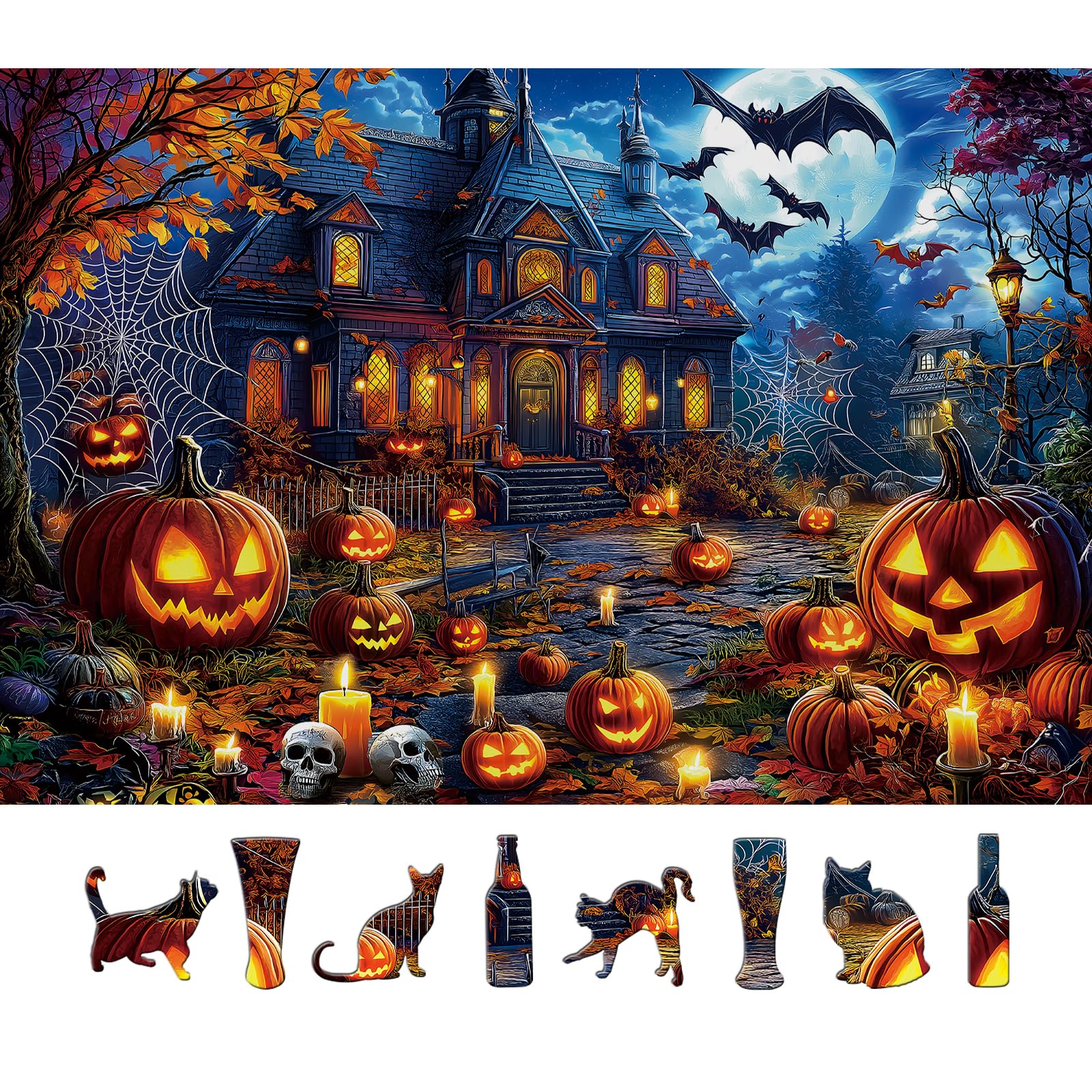 500 Piece Halloween Puzzles for Adults, Spooky Haunted House Jigsaw Puzzle with 