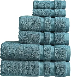 Christy Chroma Blue Towels Set | Set of 6 | 2 Bath 2 Hand 2 Face | Highly Absorbent Heavyweight 675GSM | Bold and Bright | Soft Smooth Bathroom Shower Towels | 100% Cotton | Sustainably Made | Lagoon