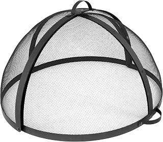 Sunnydaze Outdoor Fire Pit Screen Cover, Round, Easy Access Door, 40" Dia | Ember & Spark Protection, Heavy Duty Steel Mesh Fire Screen, Metal Firepit Spark Screen for Backyard, Patio, or Camping