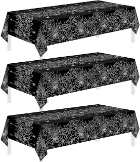 Halloween Tablecloth,3 Pack Disposable Plastic Tablecloth 54"x108" Halloween Decorations,Black Table Cloth for Halloween Decors,Spider Web Table Cover,Party Supplies for Indoor or Outside,Home,Dinner