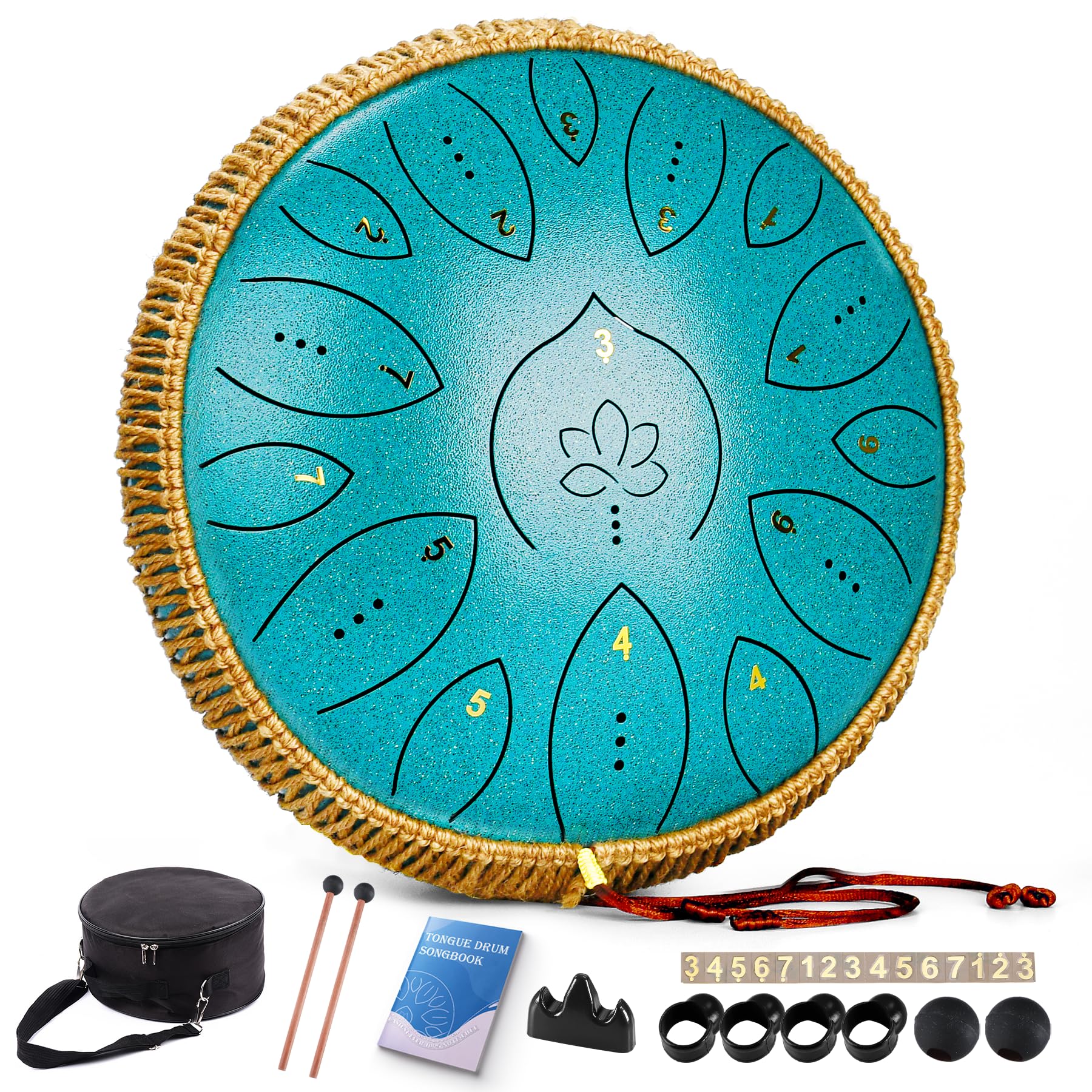 Steel Tongue Drum 13 Inch 15 Notes, Steel Drums Instruments, Tongue Drums for Ad