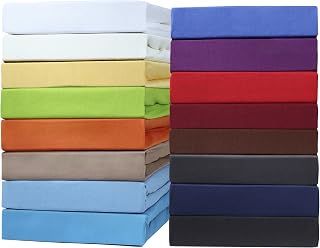 NatureMark Jersey Fitted Sheet for Waterbed and Box Spring 200 x 220 cm + Height 40 cm Huge Selection of Colours Cotton Apple Green 200 x 220 cm