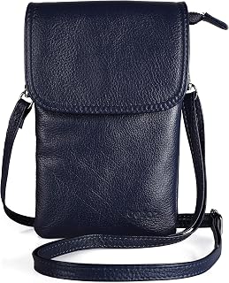 befen Small Women Genuine Leather Crossbody Bag, Mobile Phone Case for Women with Long Strap and Key Ring for Phone Under 6.5 Inches