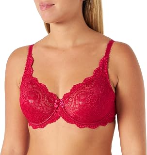 Playtex Women's Bra with Underwired Flower Elegance Lace Perfect Support x1, Ruby Red, 75D