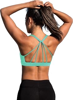 icyzone Women's Padded Strappy Workout Running Sports Bras Medium Impact