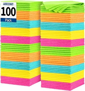 FIXSMITH Microfiber Cleaning Cloth, 100 Pack Shop Towels, Micro Fiber Cloth for Cleaning Car, All-Purpose Absorbent Cleaning Rags for Housekeeping, Dust Cloth for Office, Car Wash Towels, 12inx12in