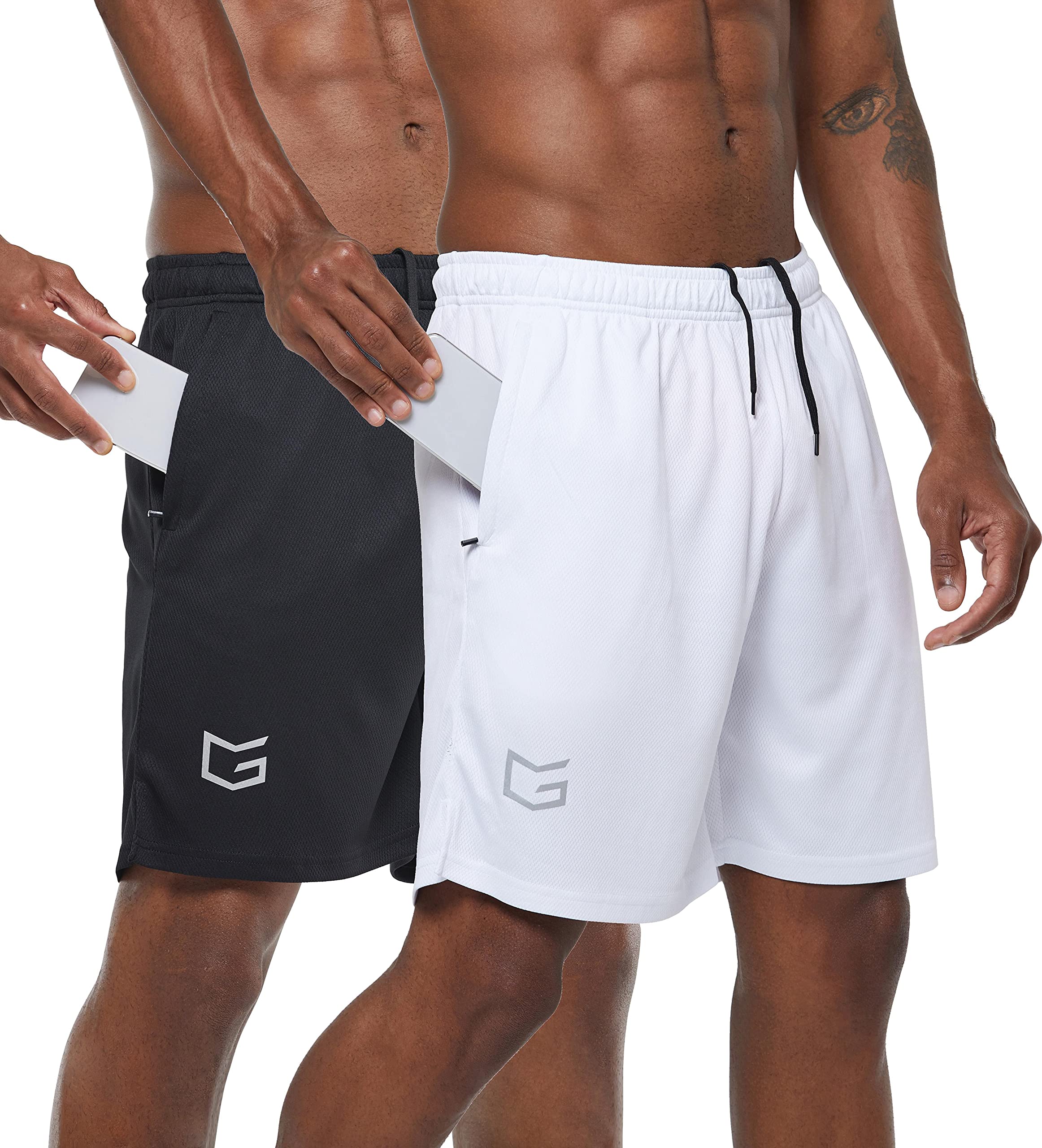 G Gradual Men's Workout Running Shorts Quick Dry Lightweight Gym Shorts with Zip