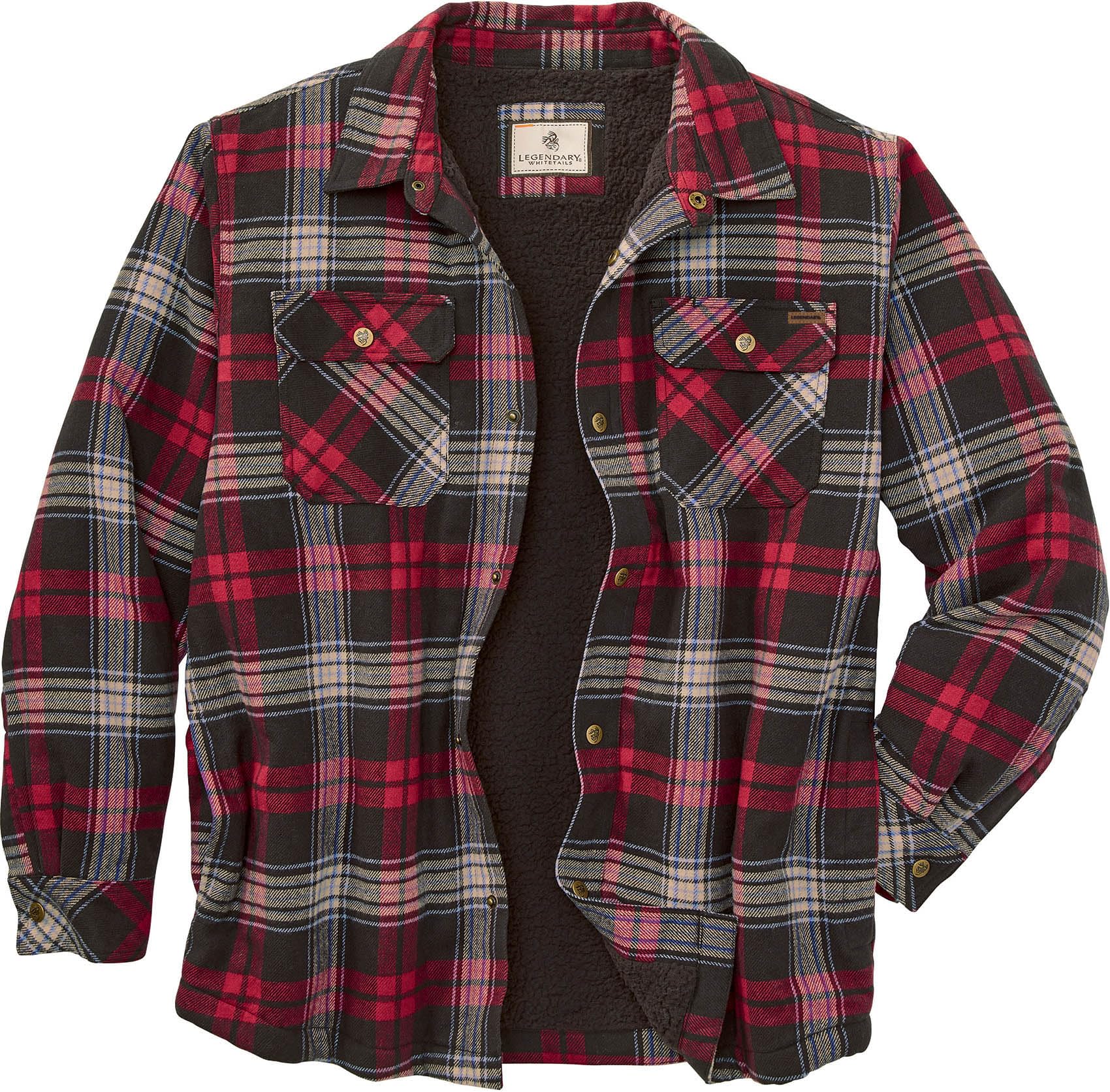 Legendary Whitetails Deer Camp Fleece Lined Flannel Shirt Jacket Jacket Homme
