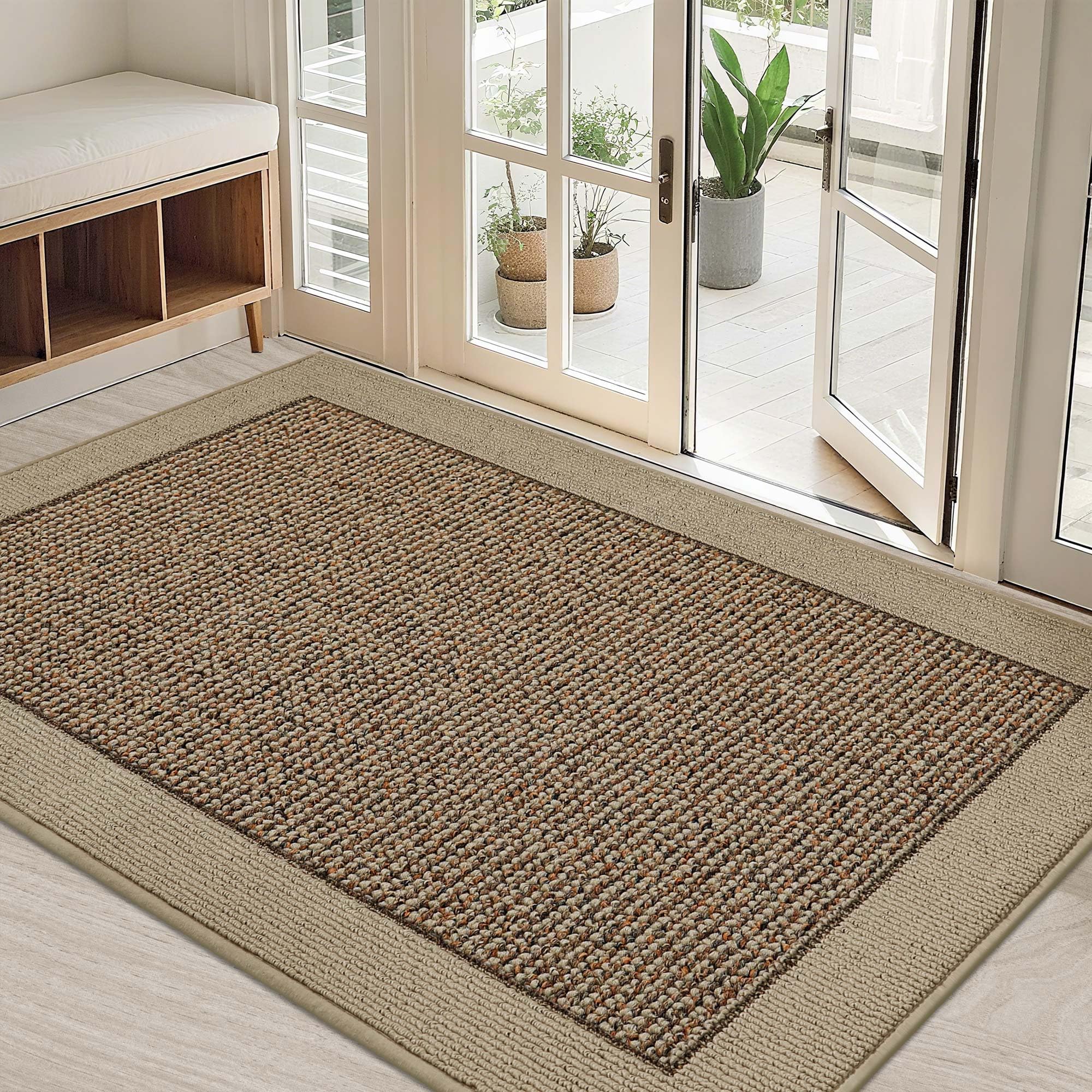 BEQHAUSE Indoor Door Mat 32" x 48", Dirt Trapper Door Mats Non-Slip, Taupe | Ent