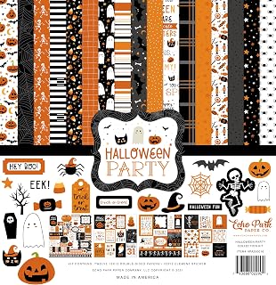 Echo Park Halloween Party Collection Kit, 12x12 Double Sided Paper | Themed Cardstock Craft Supplies for Scrapbook Projects, DIY Card Making, Party Decor, Journaling & Classroom Crafts