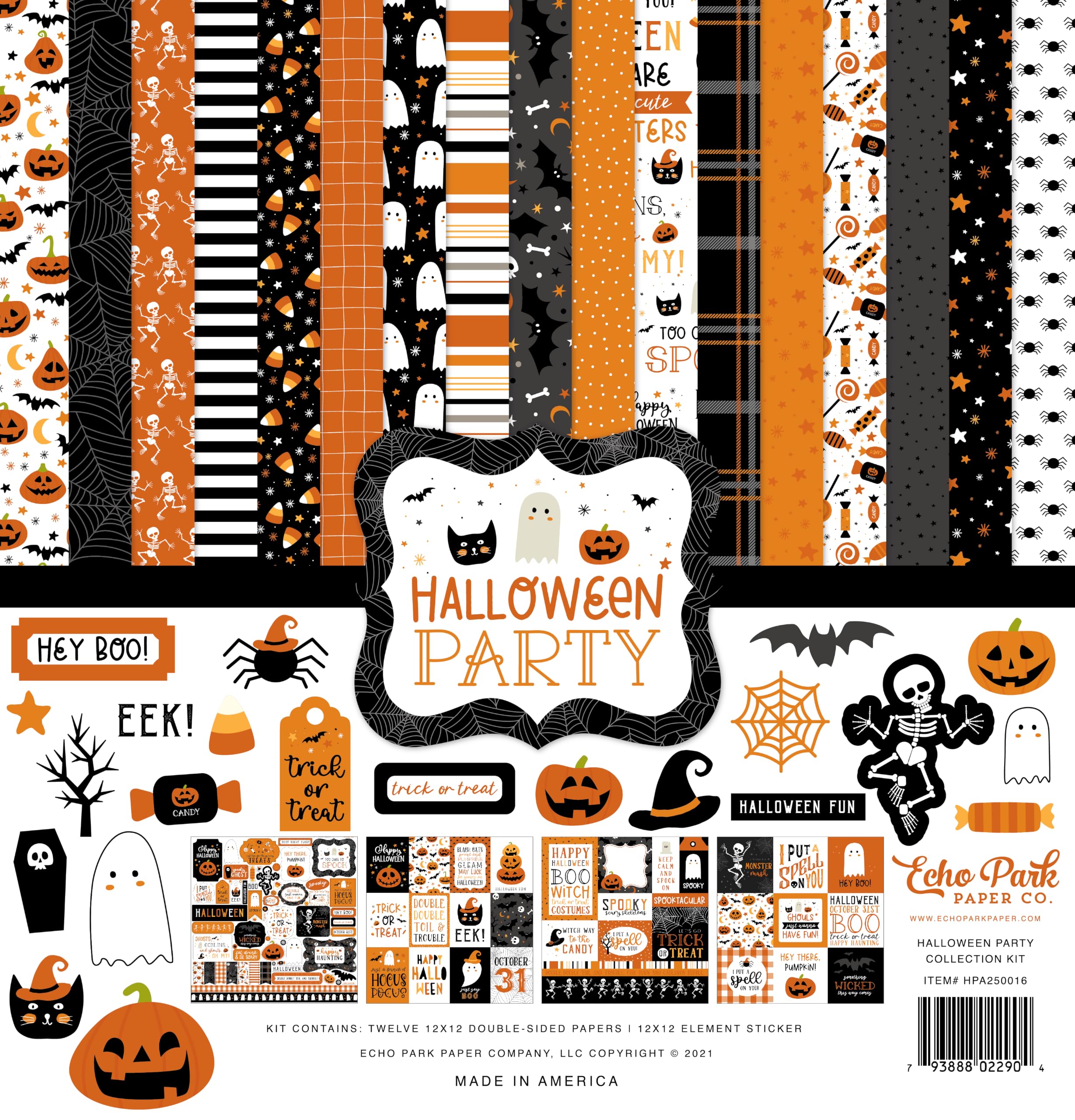 Echo Park Halloween Party Collection Kit, 12x12 Double Sided Paper | Themed Card