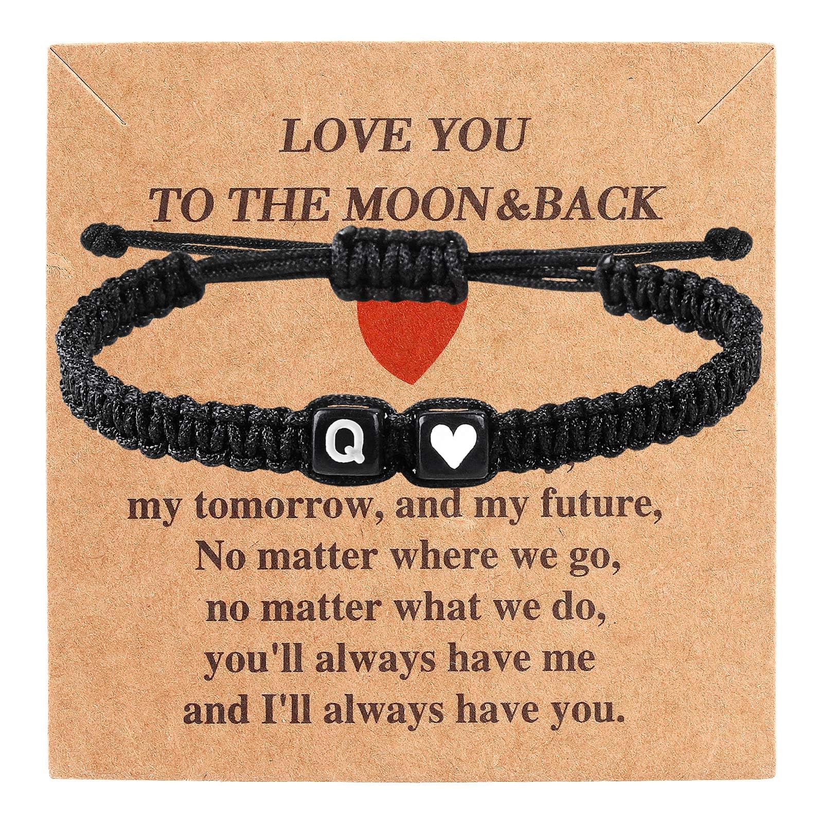 Valentines Day Gifts for Him Her Heart Love Letter Initial Matching Couple Brace