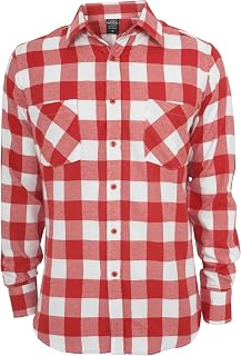 Urban Classics Checked Flanell Men's Flannel Shirt Black/White 100% Cotton Regular