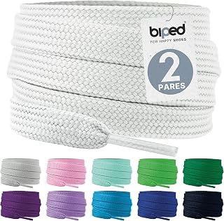 biped LACES Flat Laces (2 Pairs), Polyester Flat Shoelaces, 10 mm Width, Premium Shoe Laces for Trainers, Sports Shoes, Tear-Resistant and Washable z2913