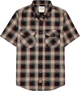 Dubinik® Mens Short Sleeve Button Down Two Pockets Soft Vintage Regular Fit Vintage Fishing Casual Shirts