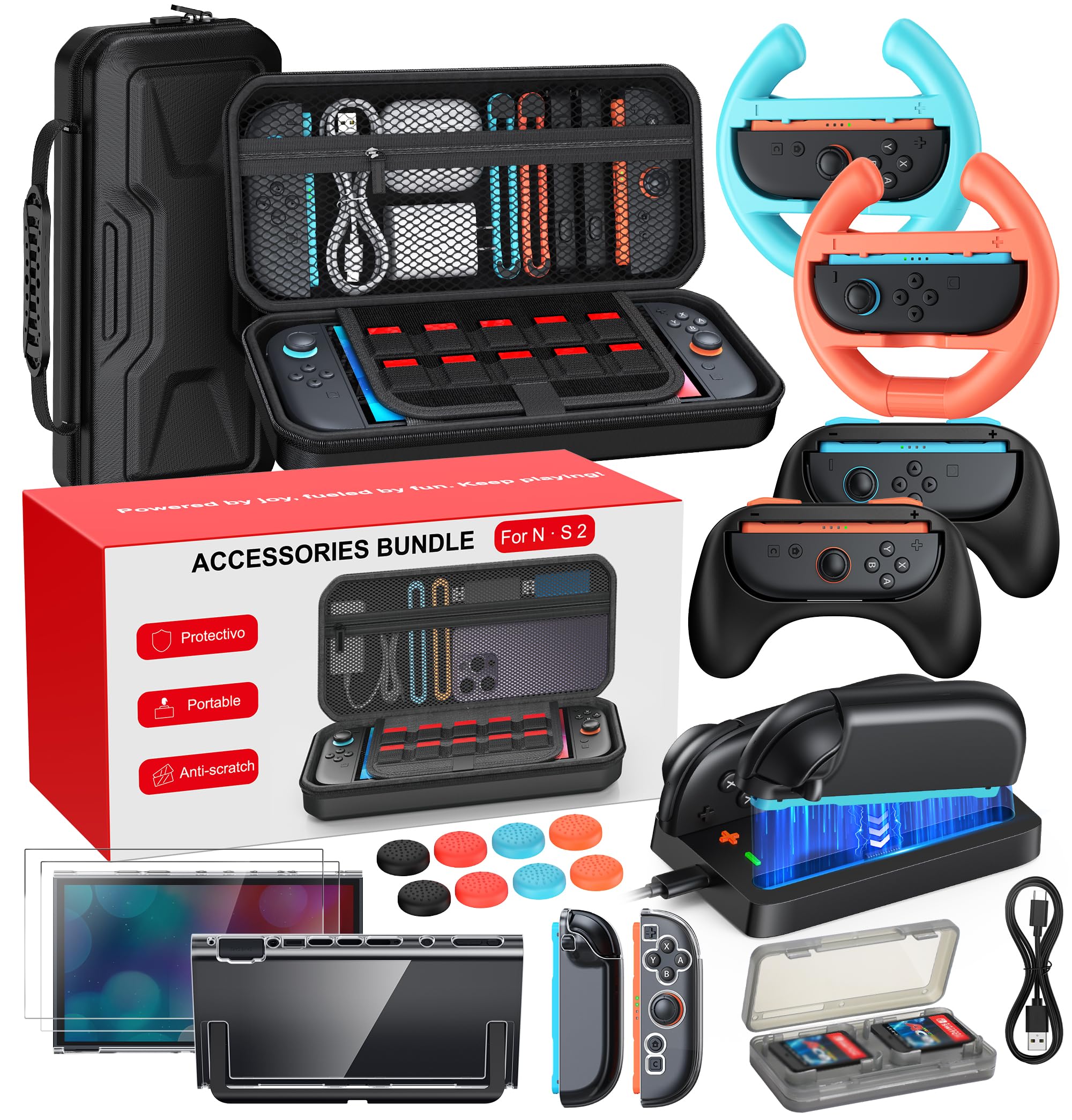 Switch 2 Accessories Case Bundle, 20 in 1 All in One Accessories Kits | Switch 2