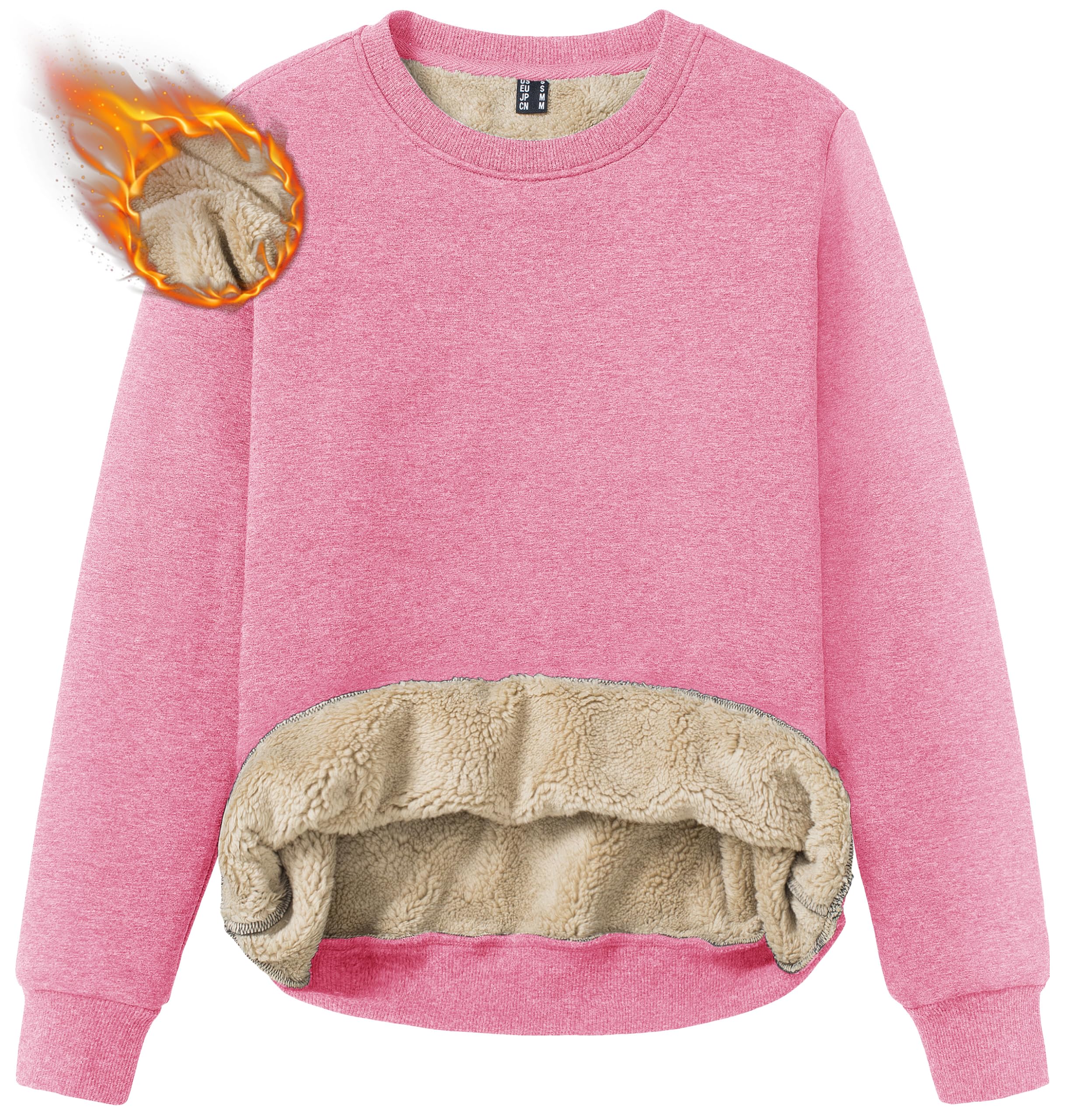 TACVASEN Women's Fleece Lined Sweatshirt Crewneck Winter Sherpa Pullover