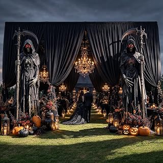 50ft×15ft Black Backdrop Curtain for Halloween Parties