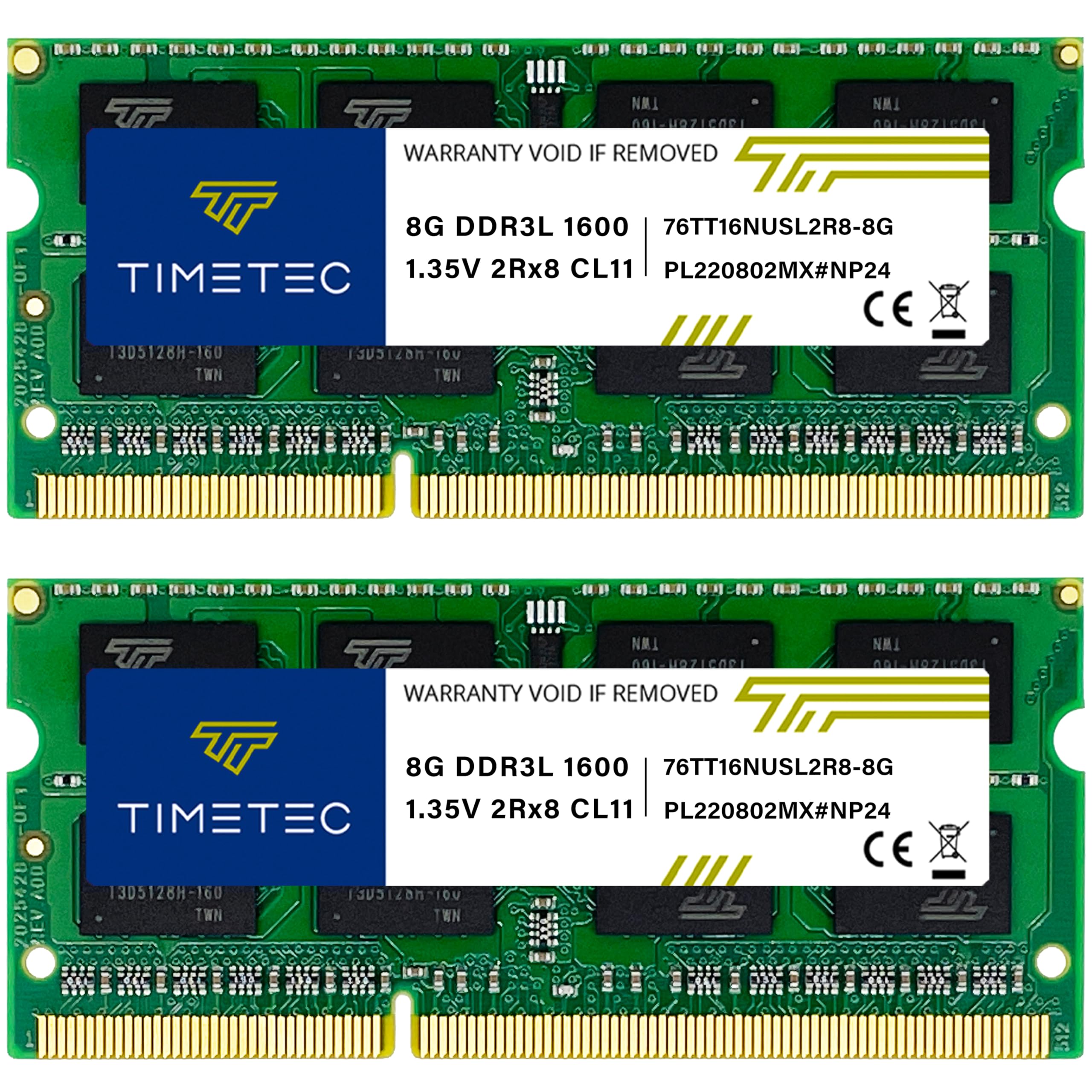 Timetec 16GB KIT(2x8GB) DDR3L / DDR3 1600MHz PC3L-12800 / PC3-12800 Non-ECC Unbu