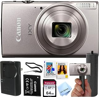 Canon PowerShot IXY 650 (ELPH 360) HS Digital Camera (Silver)+ 64GB Memory + Stabilizing Grip + Software Pack +More (Renewed)