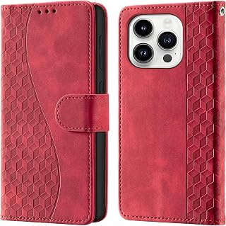 Wallet Flip Case for iPhone 14 Pro Leather Red