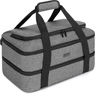 Trunab Double Decker Casserole Carrier Fits 9"×13" Baking Dish, Grey