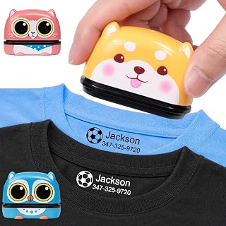 Easycosy Custom Name Stamp for Clothing Waterproof Style1 | Personalized Name Labels for Kid Clothes Fabric Markers with 40+ Cartoon Patterns Customized Name Stamp Labels Gifts for Kids