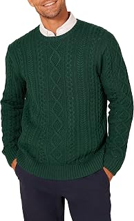 Amazon Essentials Mens Long-Sleeve 100% Cotton Fisherman Cable Crewneck Sweater