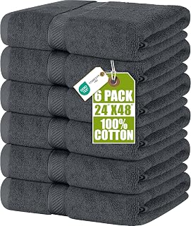 Utopia Towels 6 Pack Medium Bath Towels, 24x48 in, 500 GSM Cotton, Grey | Premium Lightweight Ring Spun Cotton Towels - Highly Absorbent, Quick-Drying, Ideal for Hotel, Spa & Home Bathroom