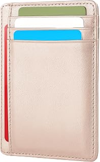 Hafaa Slim Wallets for Men UK - RFID Card Holder Minimalist Leather Mens Wallets with up to 7 Credit Card Holder and ID Window - Classic Design Lightweight Card Wallet for Everyone (Cream)