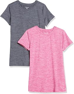 Amazon Essentials Women's Quick-Dry Stretch Short Sleeve Tech Jerseys for Sports, Gym, Workout and Running - Multi-Pack