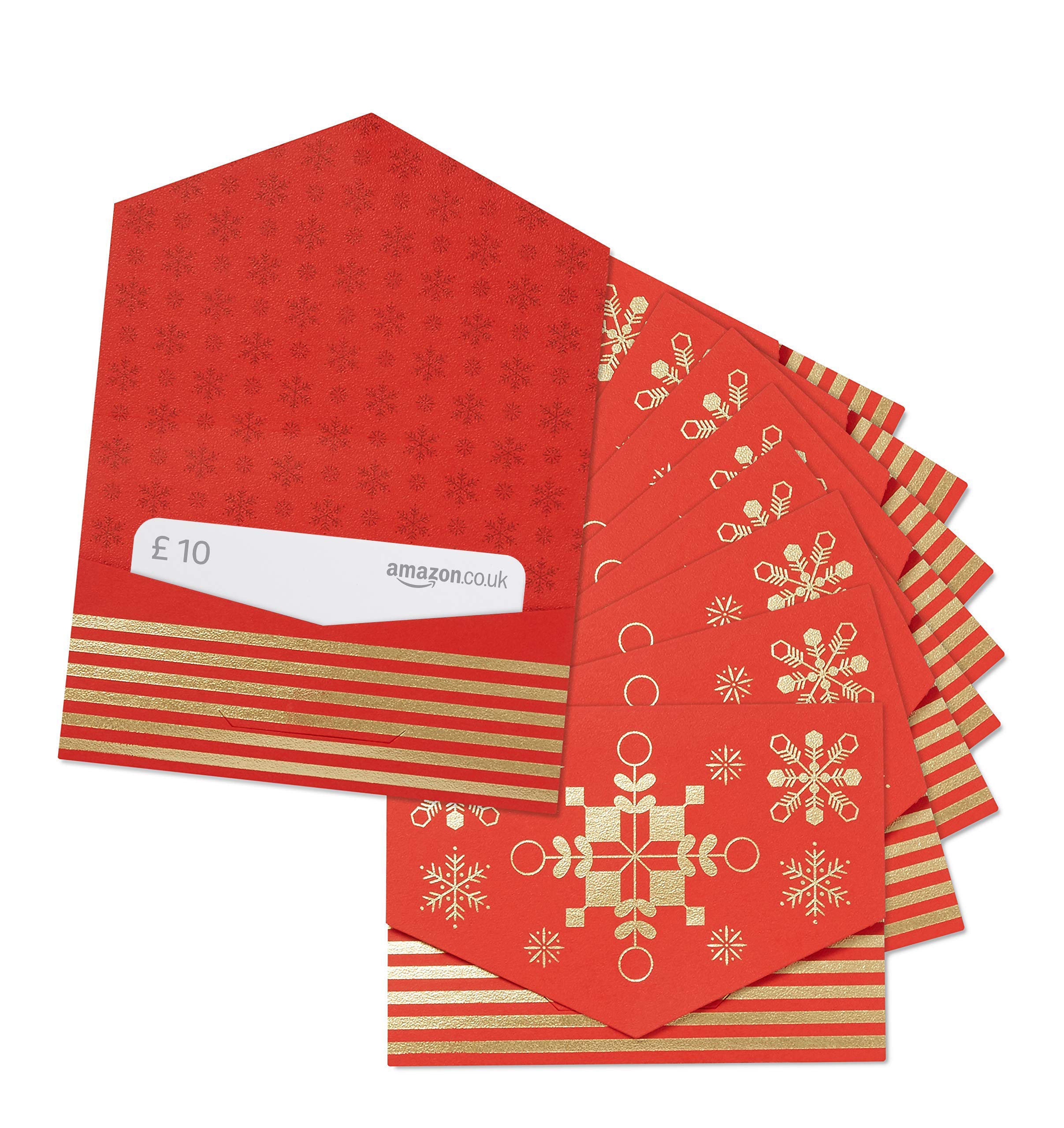 Amazon.co.uk £10 Gift Cards - In a Red and Gold Mini Envelope - Pack of 10