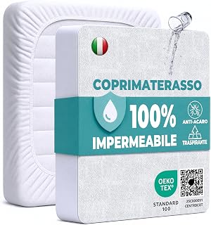 Waterproof Double Mattress Protector, 63 x 190 cm, White Cotton and Microfibre Fitted Sheet, Bed Protection, Breathable Mattress Saver, Hypoallergenic, Machine Washable