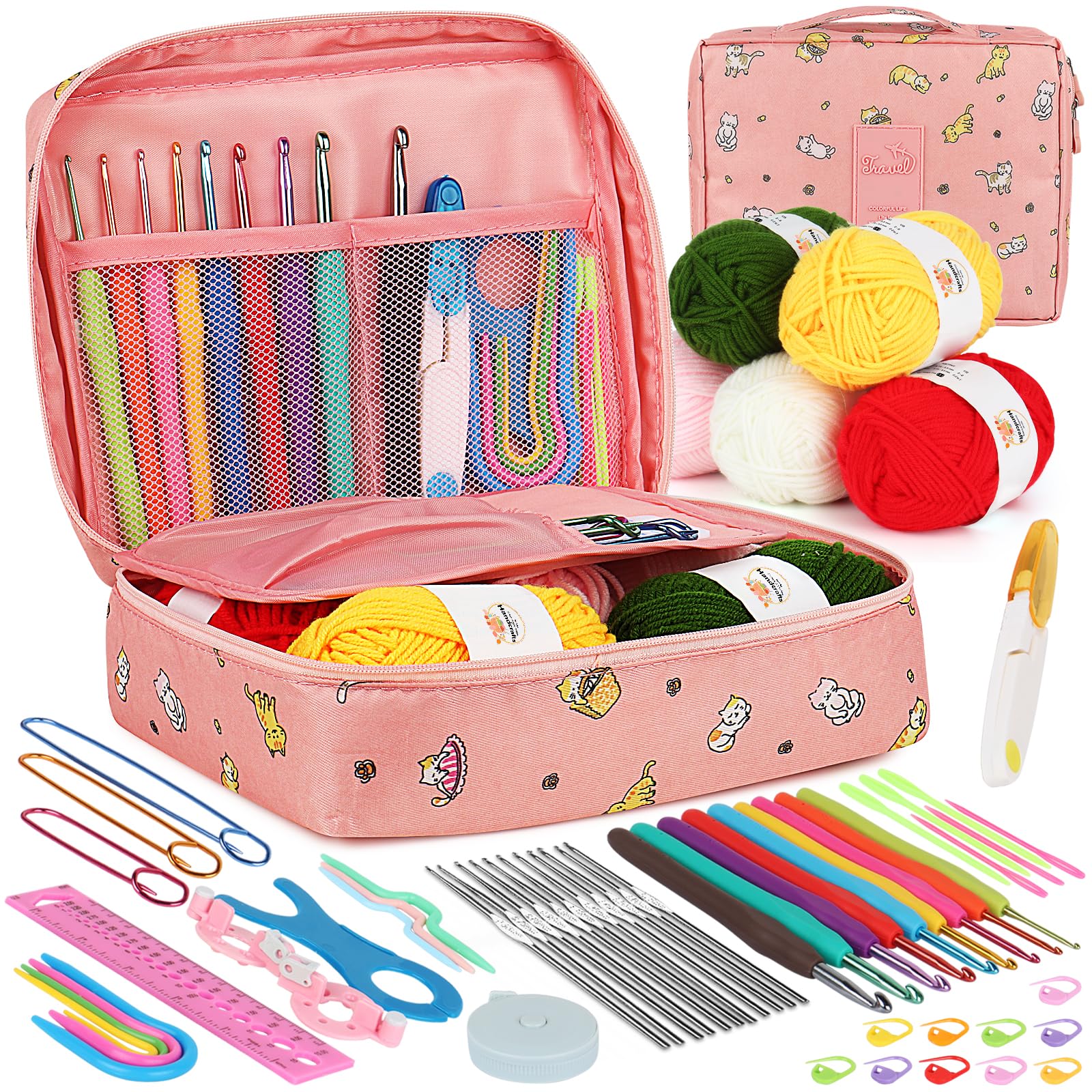 Aeelike Crochet Kit for Beginners- Ideal DIY Craft Gift for Women, Pink | Croche