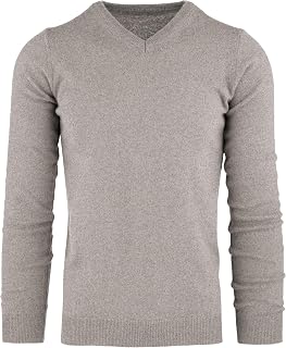 V-Neck Sweater 30% Cashmere 70% Wool Long Sleeve Pullover Warm and Soft Men's Fashion Classic Style Fineness 12 Ribbed Cuffs Bottom and Neck