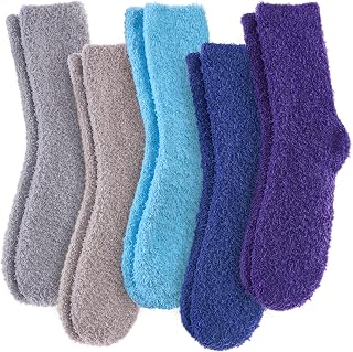 LINEMIN Chaussettes duveteuses pour femme - Hiver - Chaudes - En microfibre - Douces - Pour la maison