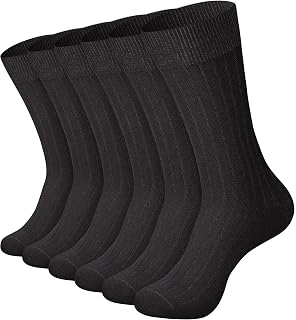 DarkCom Men's Black Socks, Men's Executive Socks, Seamless Cuffs, Soft Durable, No Shrinkage, 6 or 10 Pairs