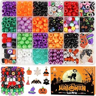 Dowsabel Bracelet Making Kit, Halloweens Beads for Bracelets Making Pony Beads Polymer Clay Beads Smile Face Beads Letter Beads for Jewelry Making, DIY Arts and Crafts Gifts