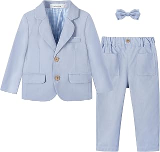 Volunboy Toddler Suit Baby Boy 3 Piece Linen Tuxedo 18M-5T