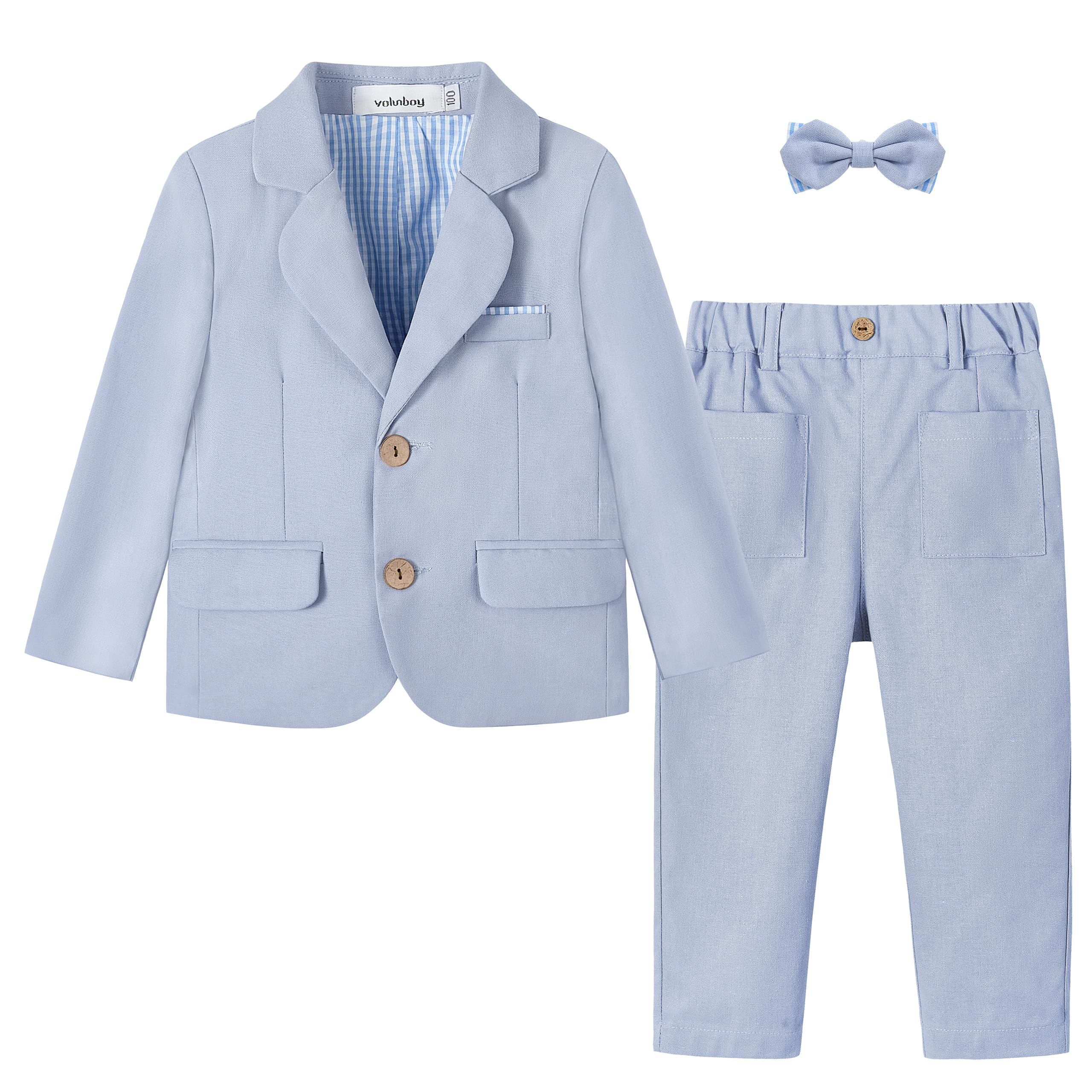 Volunboy Toddler Suit Baby Boy 3 Piece Linen Tuxedo 18M-5T