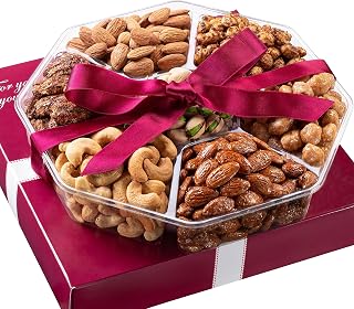 Holiday Nuts Gift Basket - Assortment of Sweet & Roasted Salted Gourmet Nuts - Food Gift Box for Dad, Him, Husband, Christmas, Father's Day, Mother's Day, Sympathy, Family, Men & Women