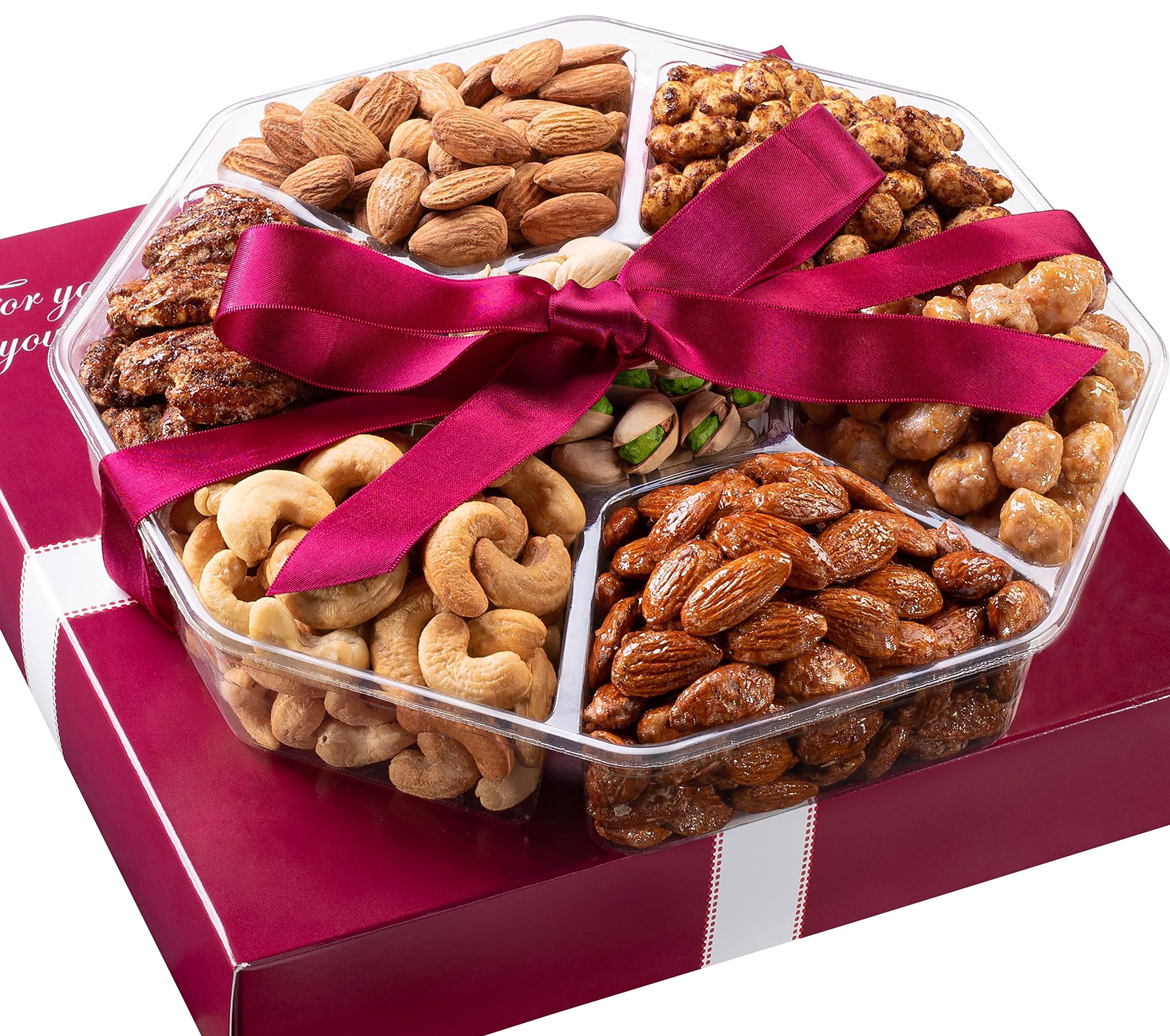 Holiday Nuts Gift Basket - Assortment of Sweet & Roasted Salted Gourmet Nuts - F